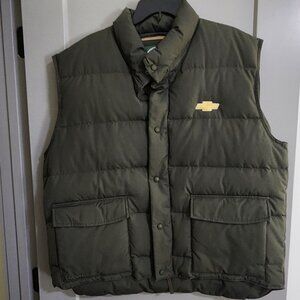 cabela's premier northern goosedown vest with chevy emblem